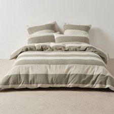 Vintage Wide Stripe Reversible Quilt Cover Set