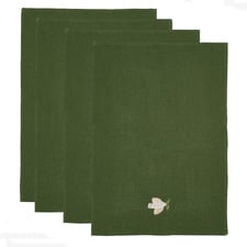 Embroidered Dove Cotton Waffle Tea Towels (Set of 4)