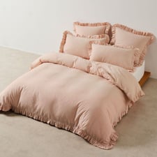 Vintage Ruffle Cotton & Linen Reversible Quilt Cover Set