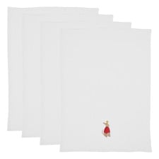 Embroidered Whippet Cotton Waffle Tea Towels (Set of 4)