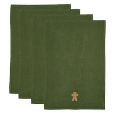 Embroidered Gingerbread Cotton Waffle Tea Towels (Set of 4)