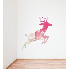 Watercolor Flowery Deer Wall Decal