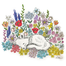 Fox amid Flowers Wall Decal