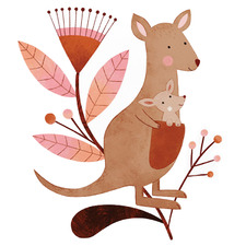 Kangaroo & Baby Wall Decal