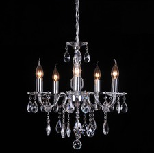 French Inspired 5 Light Crystal Chandelier In Chrome