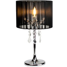 45cm Black Paris Crystal Metal Table Lamp