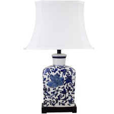 61cm White & Blue Thiais Ceramic Table Lamp