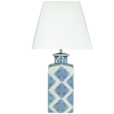 61cm Blue & White Houilles Ceramic Table Lamp