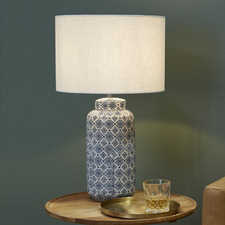58cm Blue & White Afra Ceramic Table Lamp