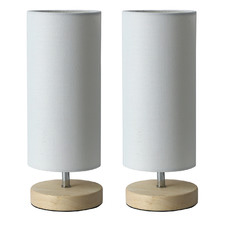 31cm Cylinder Matteo Rubberwood Table Lamps (Set of 2)