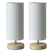 Matteo Rubberwood Cylinder Table Lamps (Set of 2)