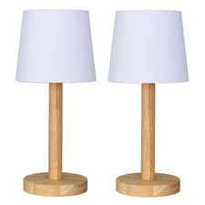 34cm Rhett Rubberwood Table Lamps (Set of 2)