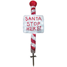 Santa Stop Here Sign LED Christmas Stake Light