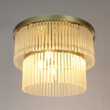 Richards Brushed Brass Glass 2 Tier 4 Light Chandelier