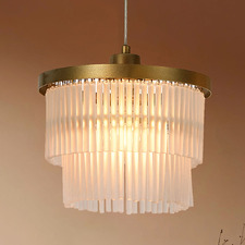 Richards Brushed Brass Glass 2 Tier Chandelier