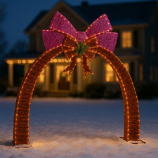 Zayna LED Tinsel Twin-Bow Garden Arch Christmas Decoration