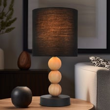 Cara Rubberwood Table Lamps (Set of 2)