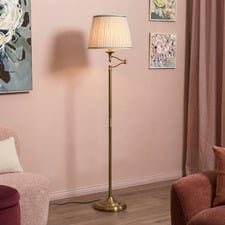 Clements Iron & Linen Swing Arm Floor Lamp