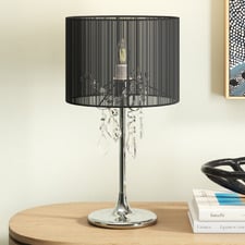 Black Paris Crystal Metal Table Lamp