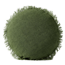 Fringed Vintage Style Linen Round Cushion