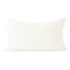 Fringed Vintage Style Linen Rectangular Cushion