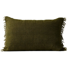Fringed Vintage Wash Rectangular Linen Cushion