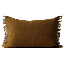 Fringed Vintage Wash Rectangular Linen Cushion