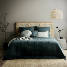 Teal Maison Vintage Cotton-Blend Queen Coverlet