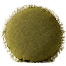 Fringed Vintage Wash Linen 55cm Round Cushion