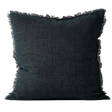 Fringed Vintage Wash Square Linen Cushion