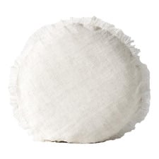 Fringed Vintage Wash 45cm Round Linen Cushion