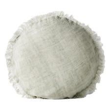 Fringed Vintage Wash 45cm Round Linen Cushion