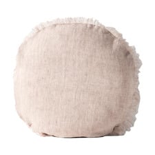 Fringed Vintage Wash 45cm Round Linen Cushion