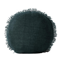 Fringed Vintage 45cm Round Pure Linen Cushion