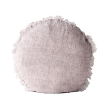 Fringed Vintage 45cm Round Pure Linen Cushion