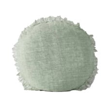 Fringed Vintage 45cm Round Pure Linen Cushion