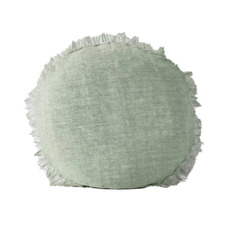 Fringed Vintage 55cm Round Pure Linen Cushion