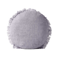 Fringed Vintage 45cm Round Pure Linen Cushion