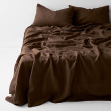 Chocolate Emile Linen Flat Sheet