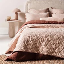 Mini Gingham Flax Linen & Cotton Queen/King Coverlet