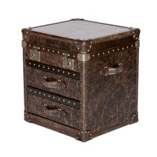 Vintage Leather 2 Drawer & Top Opening Chest