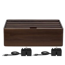 Medium Walnut 4 Port USB Hub with 2 Magnetic Docking Adapters