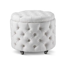 Small Linen warm White Jessica Storage Ottoman