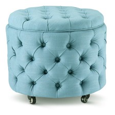 Small Teal Jessica Storage Ottoman