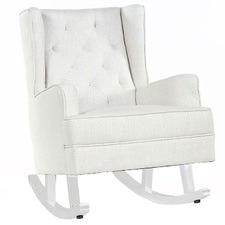 Linen White Isla Wingback Rocking Chair