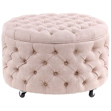 Large Dusty Pink Jessica Round Storage Ottoman