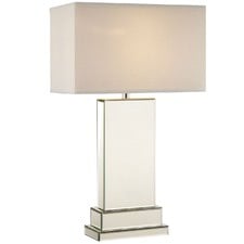 Lydia Mirror Tower Linen Glass Table Lamp