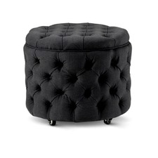 Small Black Jessica Storage Ottoman