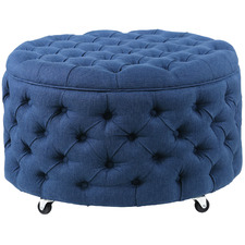 Navy Emma Upholstered Storage Ottoman