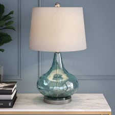 Misty Aqua Glass Teardrop Table Lamp